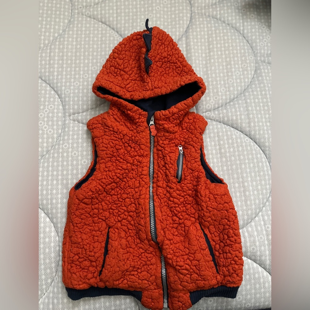 Brooklyn Boys Size 5 Zip Up Vest with Hoodie (Dinosaur Spike Accent)
